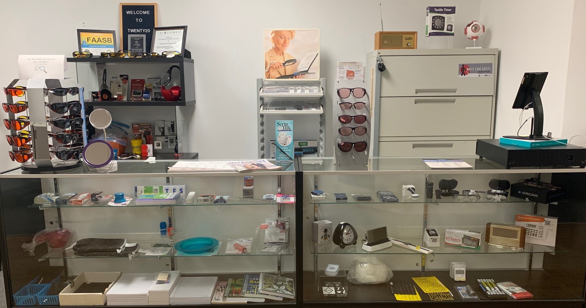 Photo of the Twenty20 Vision Store at LBB showing numerous products available for purchase